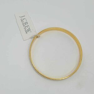 J Crew Factory Off White Polka Dot Gold Tone Thin Enamel Bangle NWT!  NEW!